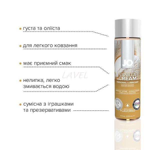 Змазка на водній основі JO H2O — Vanilla Cream (120 мл) без цукру, рослинний гліцерин SO1778 фото