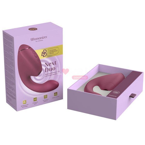 Двойной вакуумный клиторальный стимулятор с вибрацией Womanizer Next Duo - Dusky Pink SX3868 фото