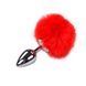 Металева анальна пробка Кролячий хвостик Alive Fluffy Plug M Red, діаметр 3,4 см