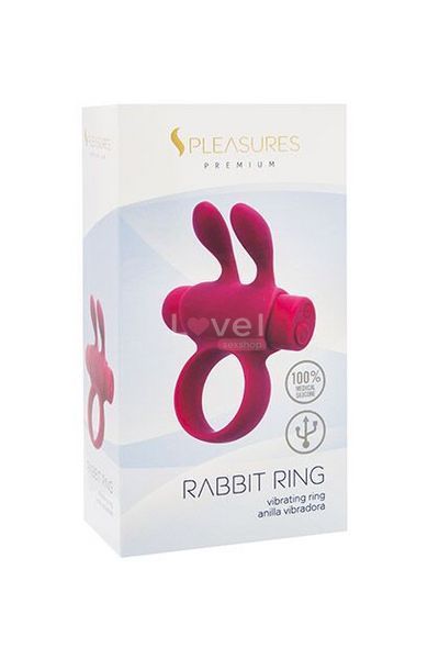 Ерекційне віброкільце S Pleasures Premium Rabbit Ring, рожеве, зі знімною віброкулею та вушками SX1609 фото