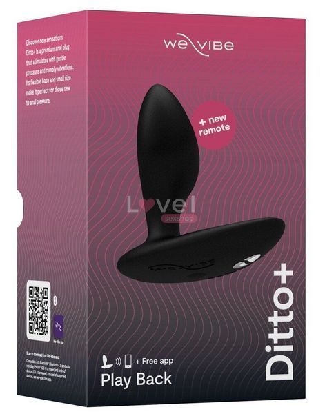Анальна смарт-вібропробка We-Vibe Ditto+ Satin Black з пультом ДК SX2147 фото
