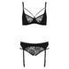 Комплект білизни Passion PAULINE SET L/XL, black, стрепи, ліф, стрінги і пояс для панчох EL15804 фото 6